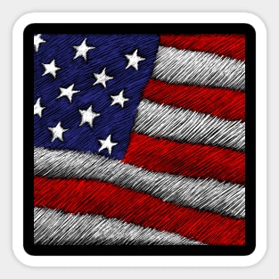 American Flag Fabric Pattern Sticker